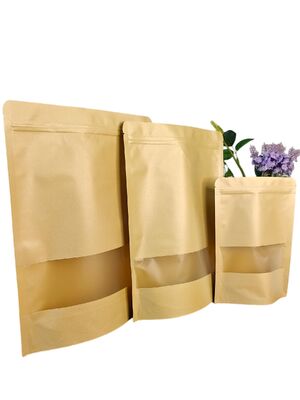 Moisture Resistant Kraft Paper Windowed Composite Bag with Customizable Printing and Food-Grade Safety for Premium Food Packaging