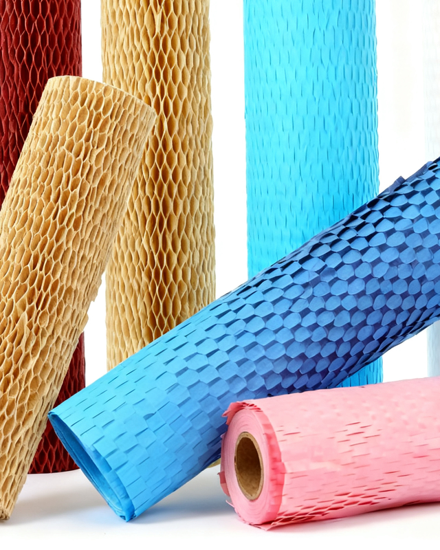 80G-120G Single-Layer Embossed Honeycomb Paper Roll Made from 100% Kraft Paper with 70gsm - 100gsm Weight for Eco-Friendly Packaging