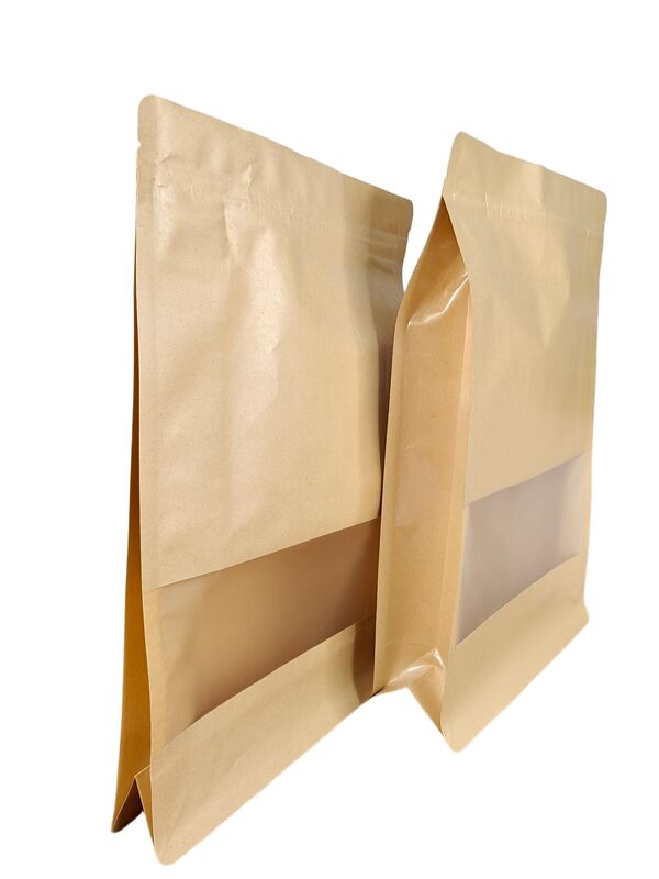 Moisture Resistant Kraft Window Bag with Customizable Printing and Transparent PVC/PE Film Window for Food Packaging