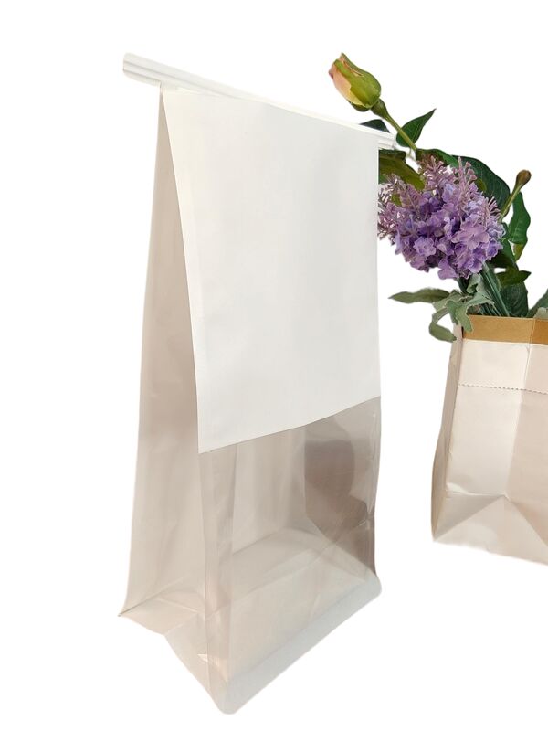Customizable Printing Moisture Resistant Kraft Window Bag with Transparent PVC/PE Film Window for Food Packaging