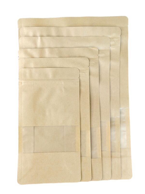 Custom Sizes Moisture Resistant High Tensile Strength Kraft Window Bag for Coffee and Bakery Packaging