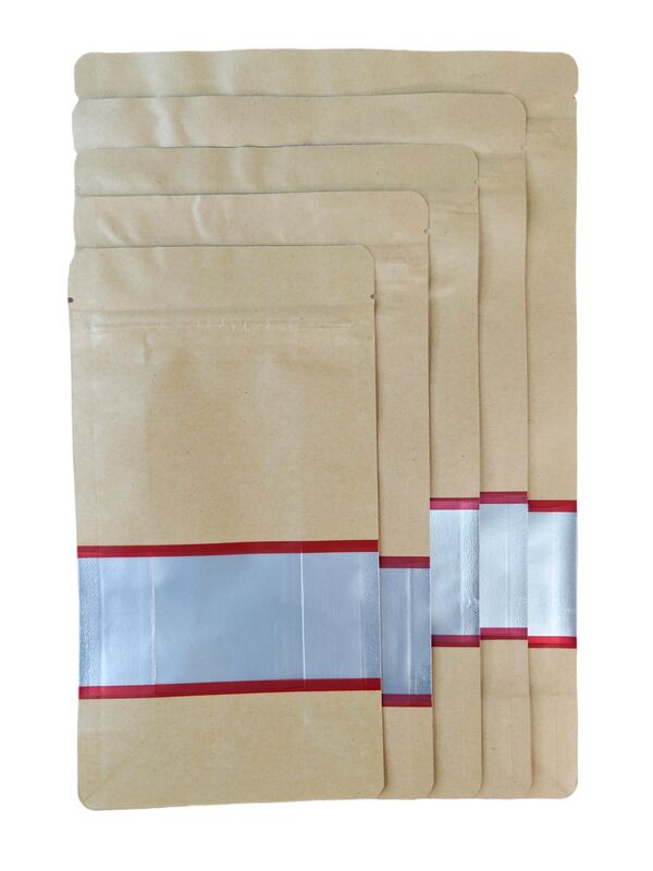 Custom Printed Moisture Resistant High Tensile Strength Kraft Window Composite Plastic Food Packaging Bag